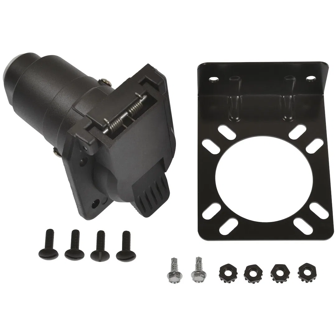 7WB-107BV – POLLAK Trailer Wiring Connector Adapter, 7 Blade End Socket Black With Mounting Bracket